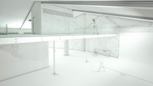 Visualisierung Renovierung Interieur mit industriellem Charakter, schematische Darstellund des Interieurs