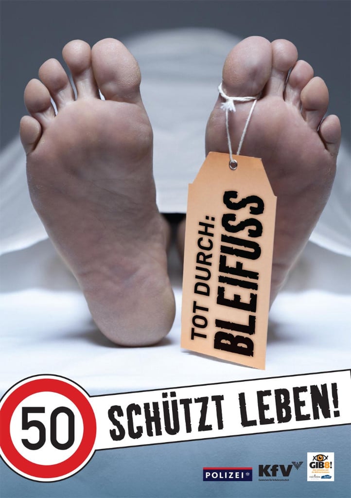 Verkehrssicherheitskampagne des Landes Salzburg 2010: Plakat "50 schützt Leben"