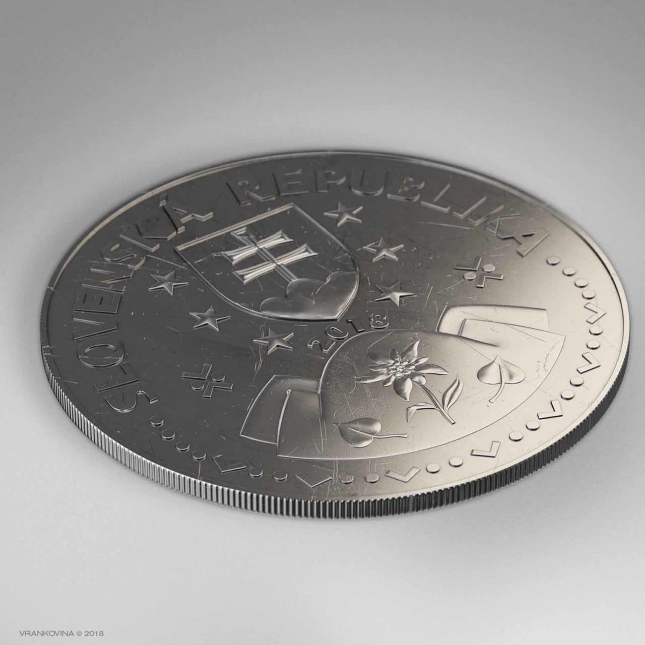 Münze zum 25. Jahrestag der Gründung der Slowakischen Republik, Avers
