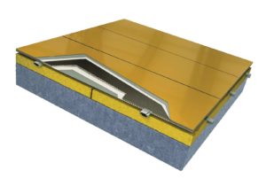 Senobond Larcore A2 von senova Detail Wabenkern mit Oberflächenfinish in Gold