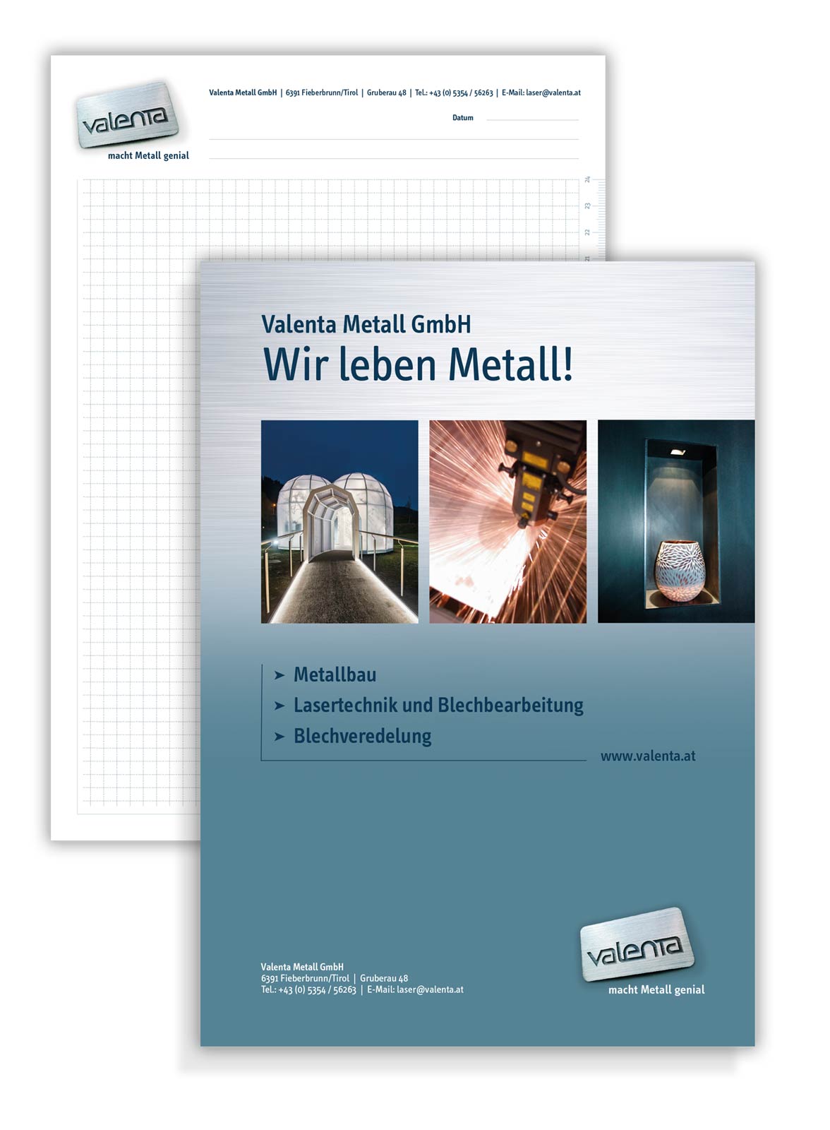 Valenta Metall GmbH - Layout Schreibblock