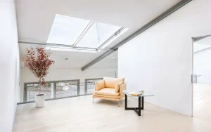 Minimalistische Visualisierung eines Büro-, Studio- oder Agentur Interieurs