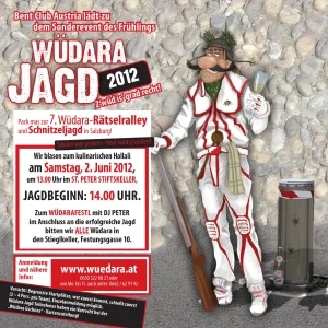 Folder zur Wüdara Jagd 2012, eine Karikatur des Wüdaras im weißen Raceoverall